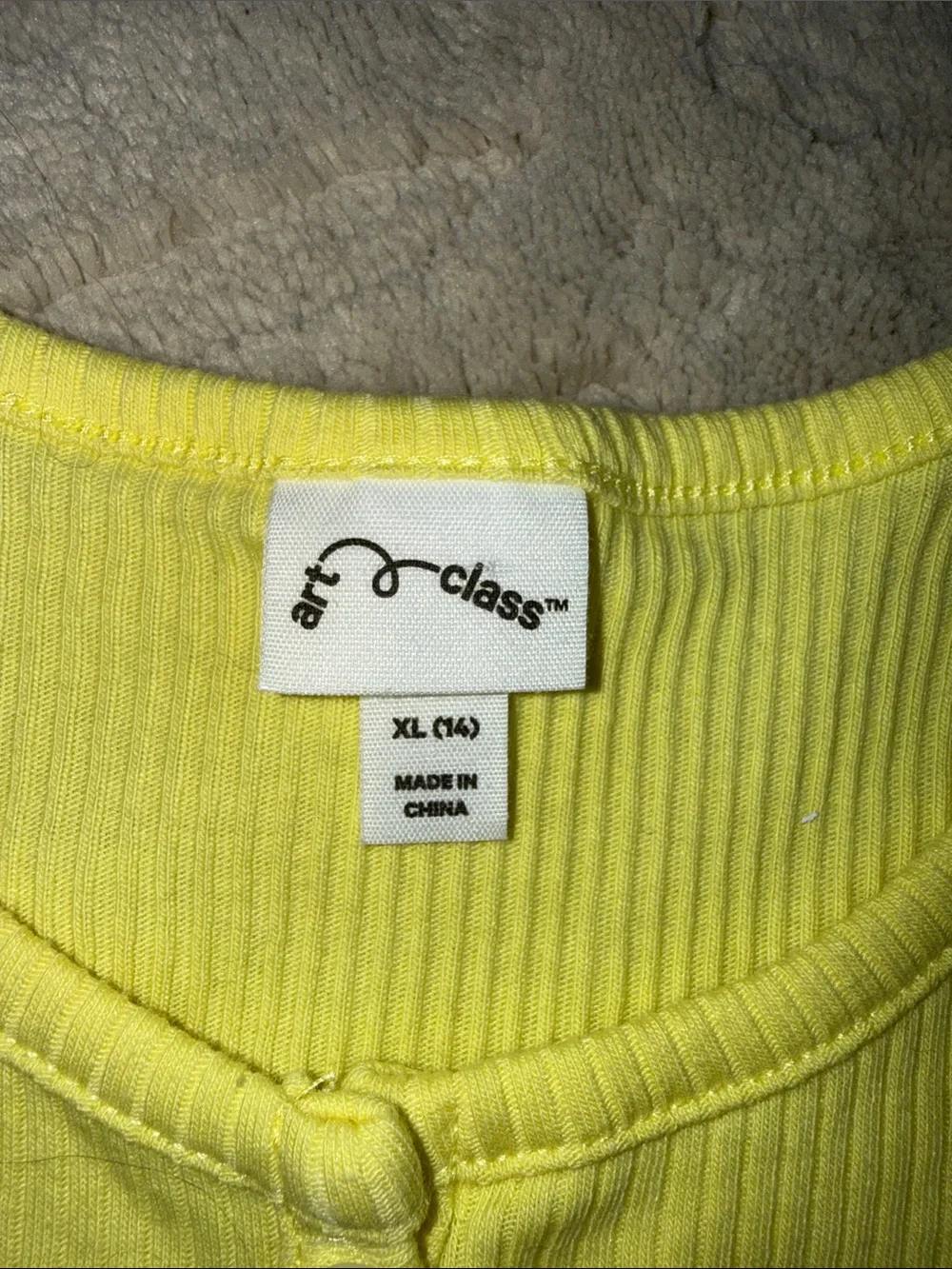 art class Bright Lemon Ribbed Henley Top xl 14